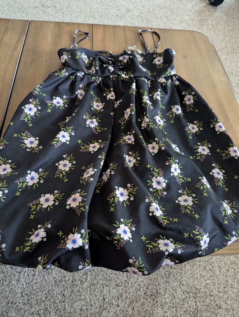 Free People "In A Bubble" mini dress featuring a black floral print